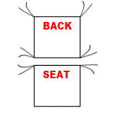 Two ties the four corners of the back cushion & two ties on the seat at the back